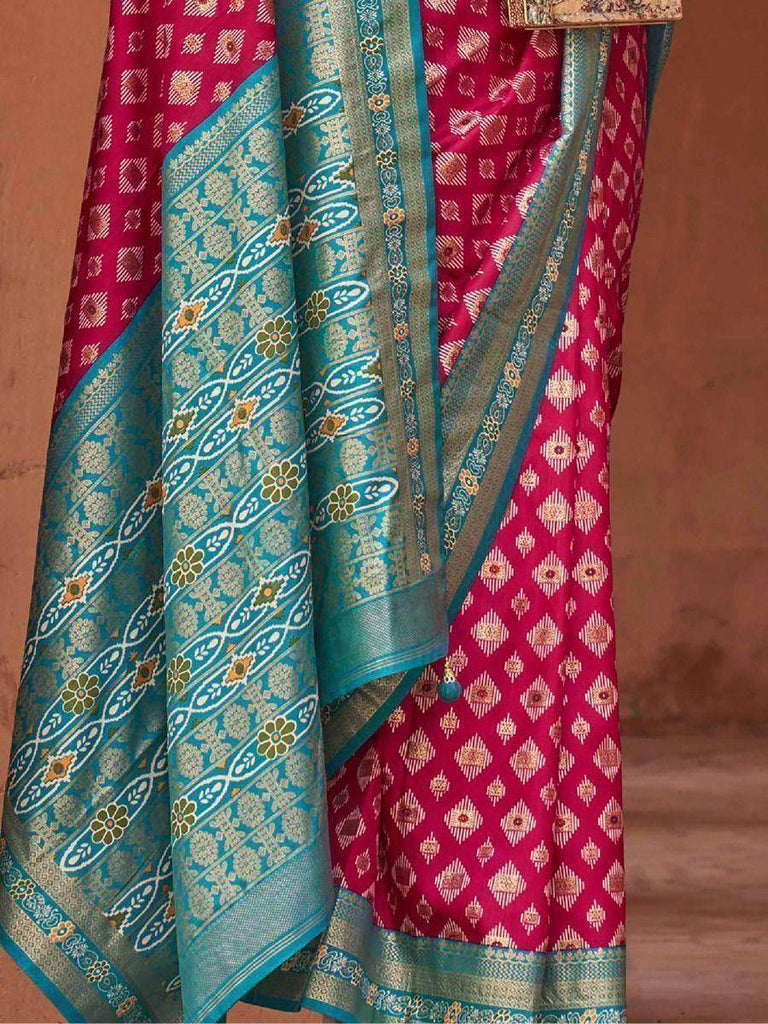 Phenomenal Deep Pink Patola Printed Silk Festival Wear Saree