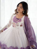 Pretty Purple Flower Printed Organza Traditional Anarkali Suit