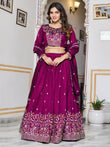 Gorgeous Purple Thread Embroidered Silk Wedding Wear Lehenga Choli 
