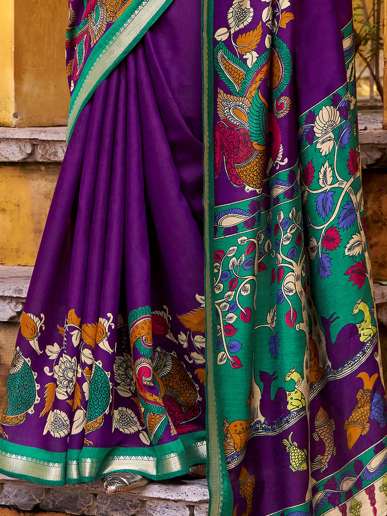 Mesmerizing Purple Chanderi Zari Weaving Saree With Blouse
