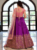 Glamorous Purple Mulberry Silk Zari Embroidered Lehenga Choli