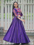Timeless Purple Embroidered Silk Lehenga Choli With Koti