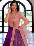 Glamorous Purple Mulberry Silk Zari Embroidered Lehenga Choli