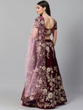 Purple & Golden Semi-Stitched Myntra Party Wear Lehenga & Unstitched Blouse with Dupatta