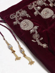 Purple & Golden Semi-Stitched Myntra Party Wear Lehenga & Unstitched Blouse with Dupatta