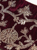 Purple & Golden Semi-Stitched Myntra Party Wear Lehenga & Unstitched Blouse with Dupatta