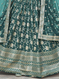 Adorable Teal Green Zari Embroidered Jacquard Lehenga Choli