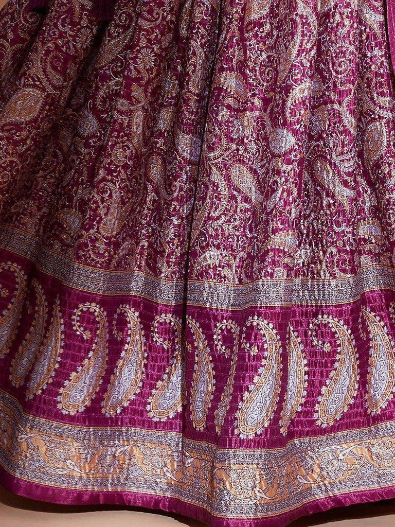 Adorable Purple Digital Printed Chinon Wedding Wear Lehenga Choli
