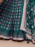 Charming Blue Digital Printed Chinon Sangeet Wear Lehenga Choli