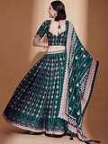 Charming Blue Digital Printed Chinon Sangeet Wear Lehenga Choli