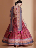 Fascinating Rani Pink Digital Printed Chinon Lehenga Choli With Dupatta