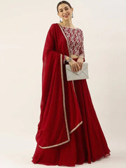 Gorgeous Red Sequins Georgette Reception Wear Lehenga Choli