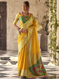 Tantalizing Yellow Zari Weaving Silk Haldi Wear Saree With Blouse