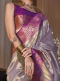 Lavish Lavender Handwoven Tissue Silk Function Wear Saree With Blouse