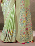 Fantastical Pista Green Weaving Silk Wedding Wear Saree With Blouse