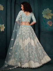 Ravishing Firozi Sequins Georgette Wedding Wear Designer Lehenga Choli - Ethnic Plus In