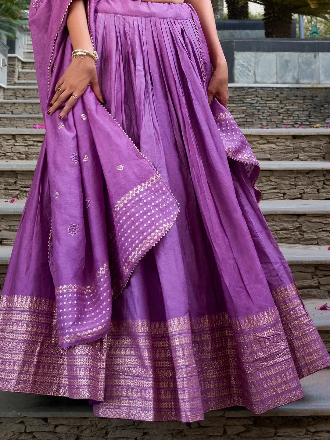 Purple designer lehenga choli with gold embroidery, ethnic wear for women
