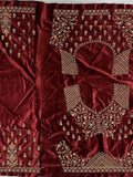 Ravishing Maroon Embroidered Velvet Bridal Lehenga Choli With Double Dupatta - Ethnic Plus In