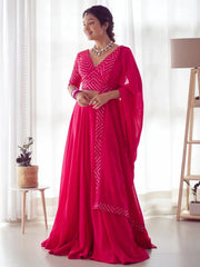 Ravishing Rani Pink Sequins Georgette Function Wear Lehenga Choli - Ethnic Plus In