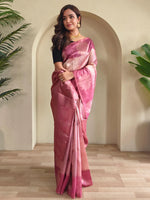 Rich Pink Silk Party Wear Saree With Blouse