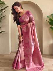 Rich Pink Silk Party Wear Saree With Blouse - Ethnic Plus In