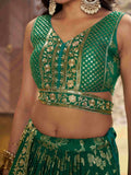 Rich Rama Green Zari Embroidered Traditional Lehenga Choli - Ethnic Plus In