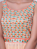 Graceful Peach Thread Embroidery Chiffon Ready-Made Palazzo Suit