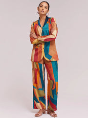 Astonishing Multi-Color Digital Printed Crepe Shirt Pant With Blazer