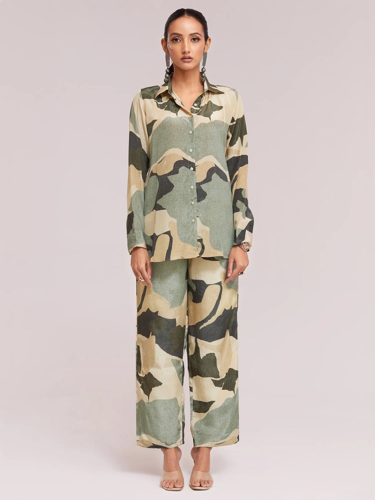Incredible Multi-Color Digital Printed Crepe Office Wear Co-Ord Set