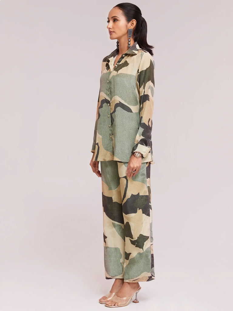 Incredible Multi-Color Digital Printed Crepe Office Wear Co-Ord Set