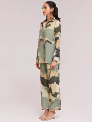 Incredible Multi-Color Digital Printed Crepe Office Wear Co-Ord Set