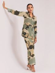 Incredible Multi-Color Digital Printed Crepe Office Wear Co-Ord Set
