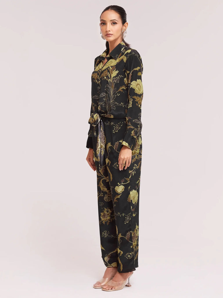 Attractive Black Color Digital Printed Crepe Casual Wear Co-Ord Set