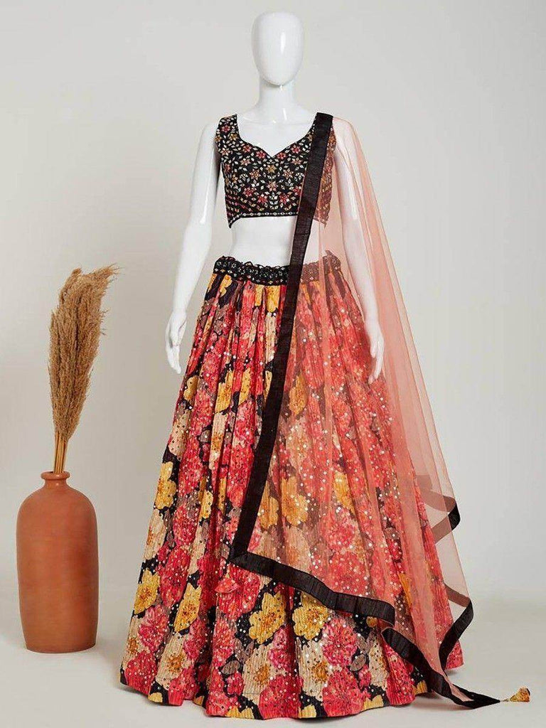 Captivating Multi-Color Sequins Chinon Silk Party Wear Lehenga Choli