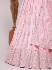 Alluring Baby Pink Sequins Georgette Bridesmaid Lehenga Choli