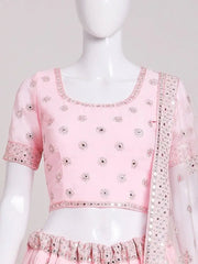 Alluring Baby Pink Sequins Georgette Bridesmaid Lehenga Choli