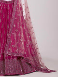 Glamorous Rani Pink Mirror Work Georgette Wedding Lehenga Choli