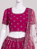 Glamorous Rani Pink Mirror Work Georgette Wedding Lehenga Choli