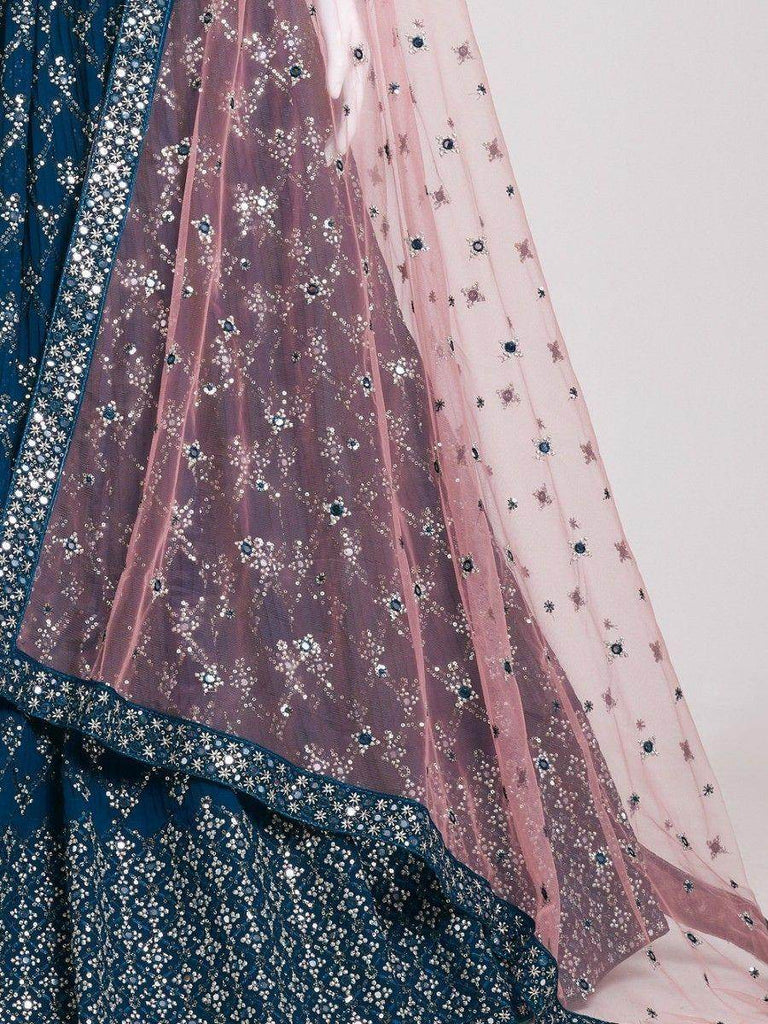 Fascinating Blue Sequins Georgette Reception Wear Lehenga Choli