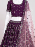 Attractive Purple Sequins Georgette Function Wear Lehenga Choli