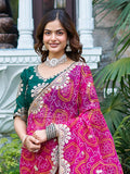Royalty Pink Georgette Bandhani Print Saree With Blouse - Ethnic Plus In