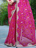 Royalty Pink Georgette Bandhani Print Saree With Blouse - Ethnic Plus In