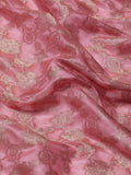 Beautiful Dusty Pink Zari Woven Organza Wedding Wear Saree With Blouse