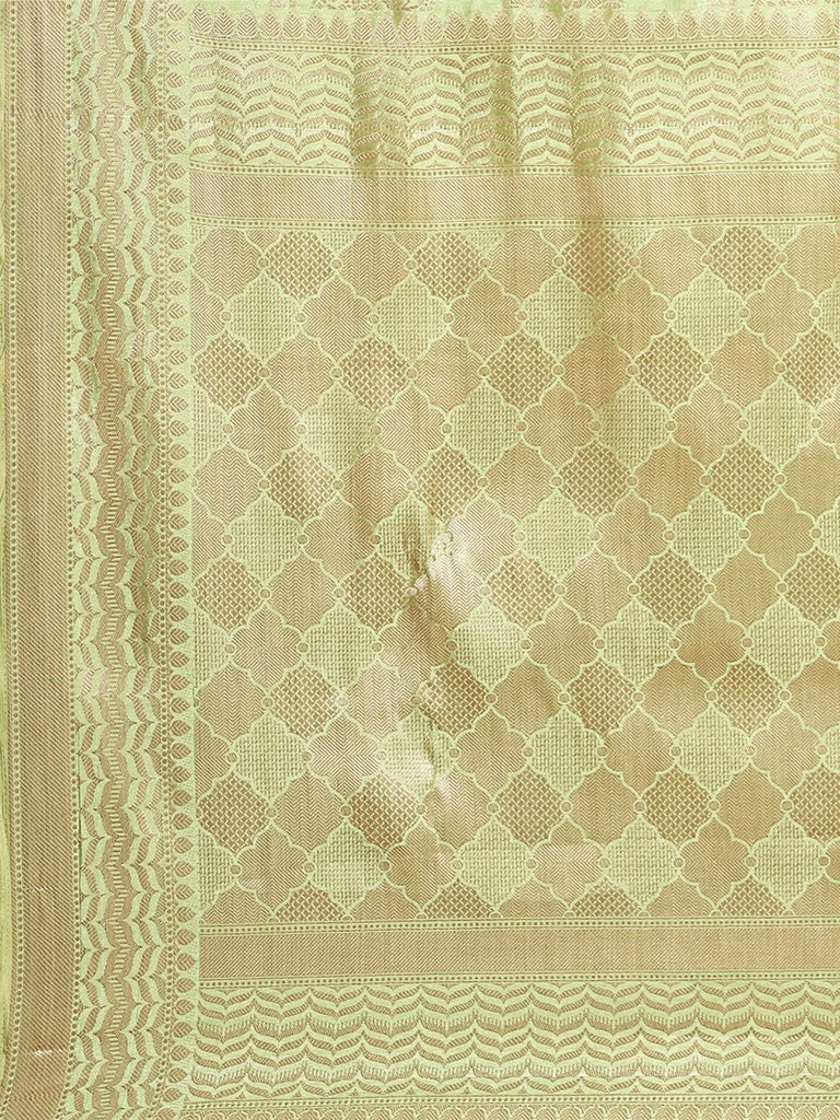 Pretty Light Green Zari Woven Silk Blend Party Wear Saree With Blouse