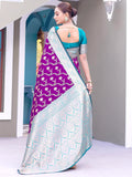 Stunning Purple Zari Weaving Banarasi Silk Festival Wear Saree