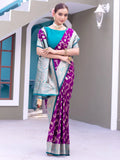 Stunning Purple Zari Weaving Banarasi Silk Festival Wear Saree