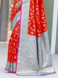 Dazzling Red Zari Weaving Banarasi Silk Wedding Saree With Blouse