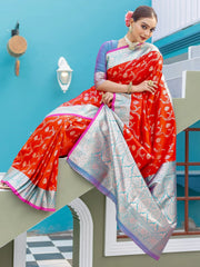 Dazzling Red Zari Weaving Banarasi Silk Wedding Saree With Blouse