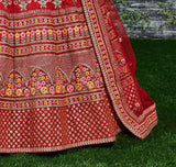 Sabyasachi Red Embroidered Art Silk Bridal Lehenga Choli