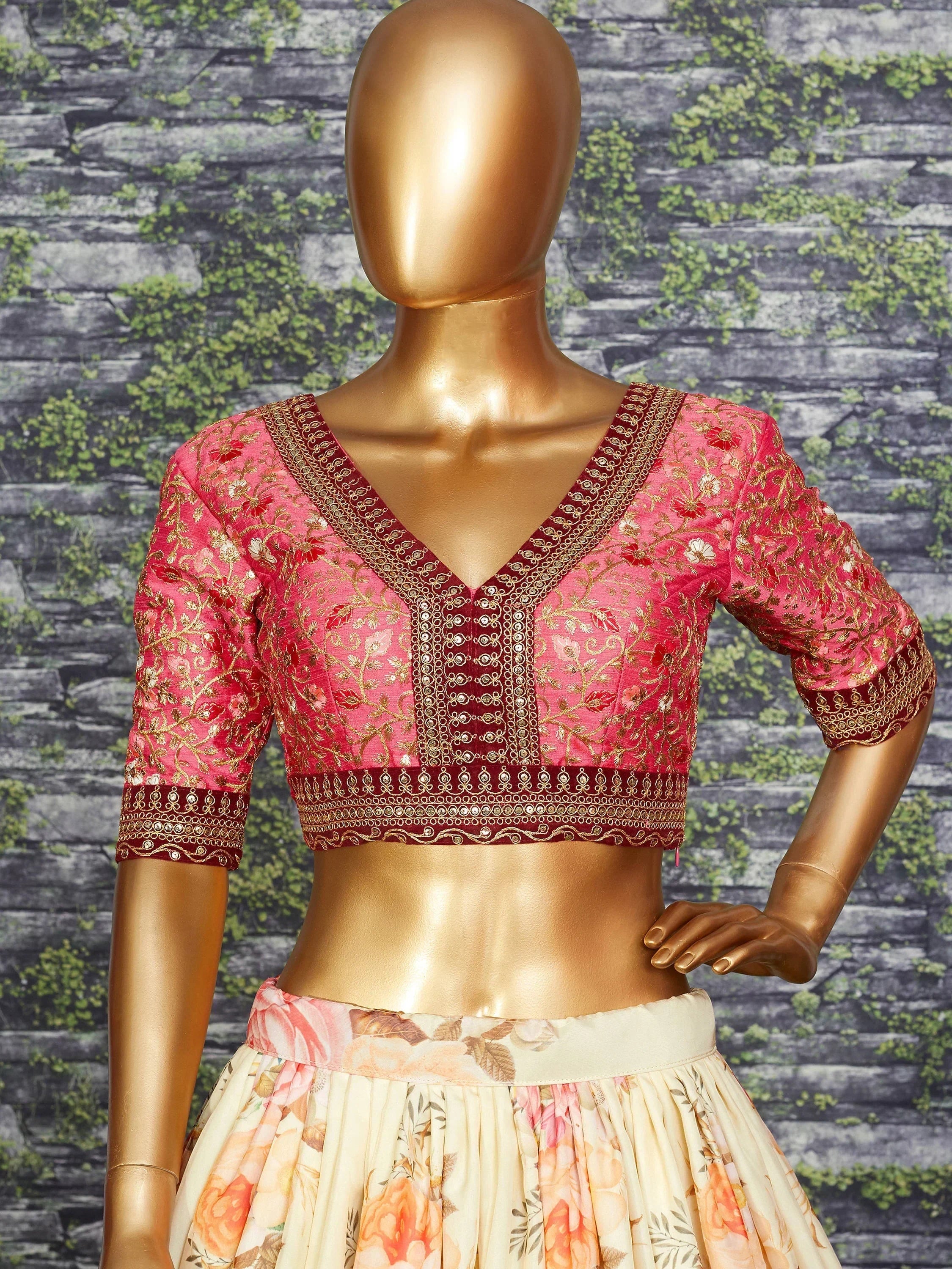 Sabyasachi Off White Floral Printed Organza Bridal Lehenga Choli